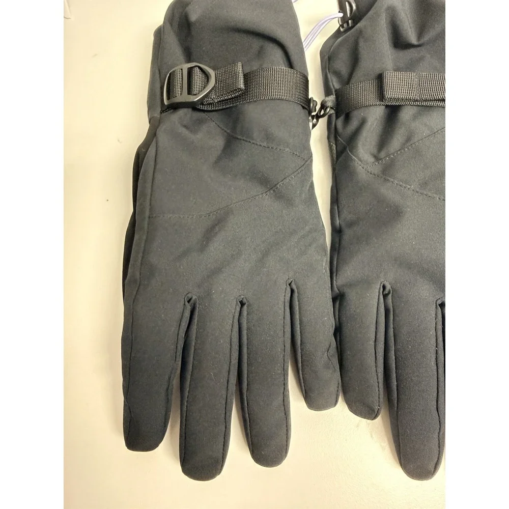 All in Motion Black Solid Winter Gloves L/XL Buckle Accent Wrist Length Sports